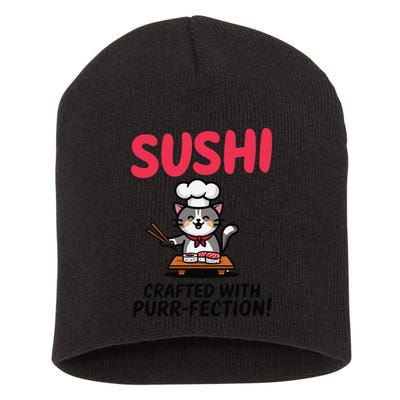 Sushi Cat  Sushi Roll Japanese Food Preppy Cat Short Acrylic Beanie