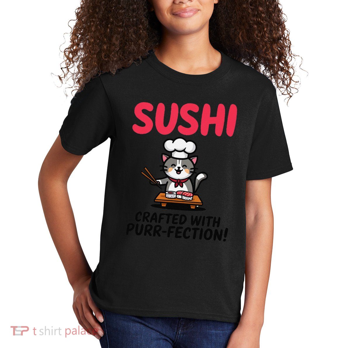 Sushi Cat  Sushi Roll Japanese Food Preppy Cat Kids T-Shirt