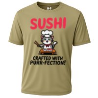 Sushi Cat  Sushi Roll Japanese Food Preppy Cat Cooling Performance Crew T-Shirt