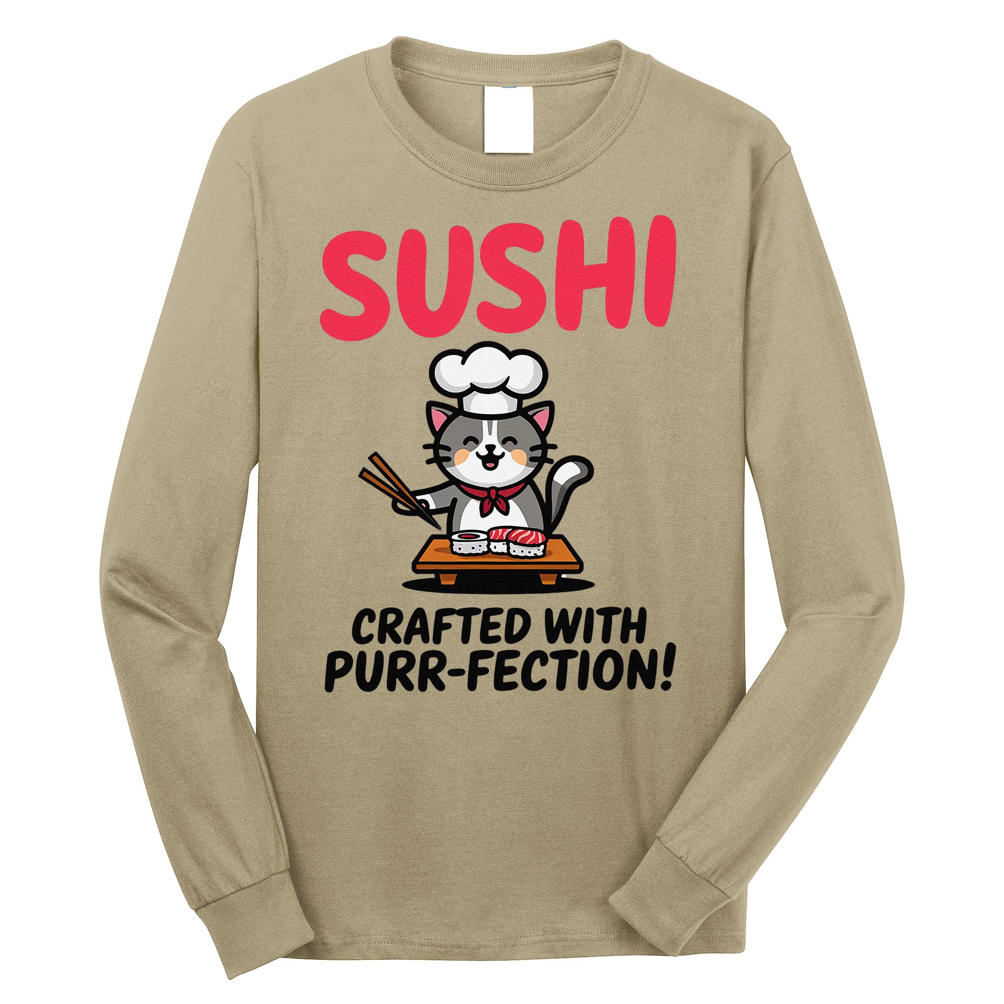 Sushi Cat  Sushi Roll Japanese Food Preppy Cat Long Sleeve Shirt