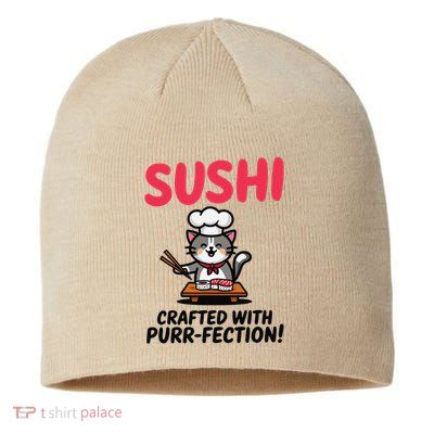 Sushi Cat  Sushi Roll Japanese Food Preppy Cat Sustainable Beanie