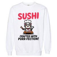 Sushi Cat  Sushi Roll Japanese Food Preppy Cat Garment-Dyed Sweatshirt