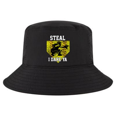 Softball Catcher Steal I Dare Ya Funny Player Gift Cool Comfort Performance Bucket Hat
