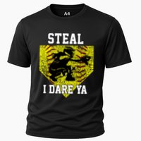 Softball Catcher Steal I Dare Ya Funny Player Gift Cooling Performance Crew T-Shirt