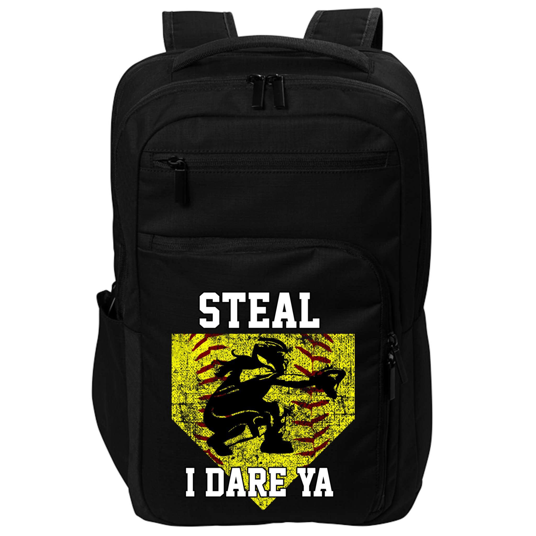 Softball Catcher Steal I Dare Ya Funny Player Gift Impact Tech Backpack