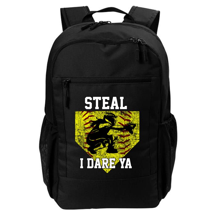 Softball Catcher Steal I Dare Ya Funny Player Gift Backpack