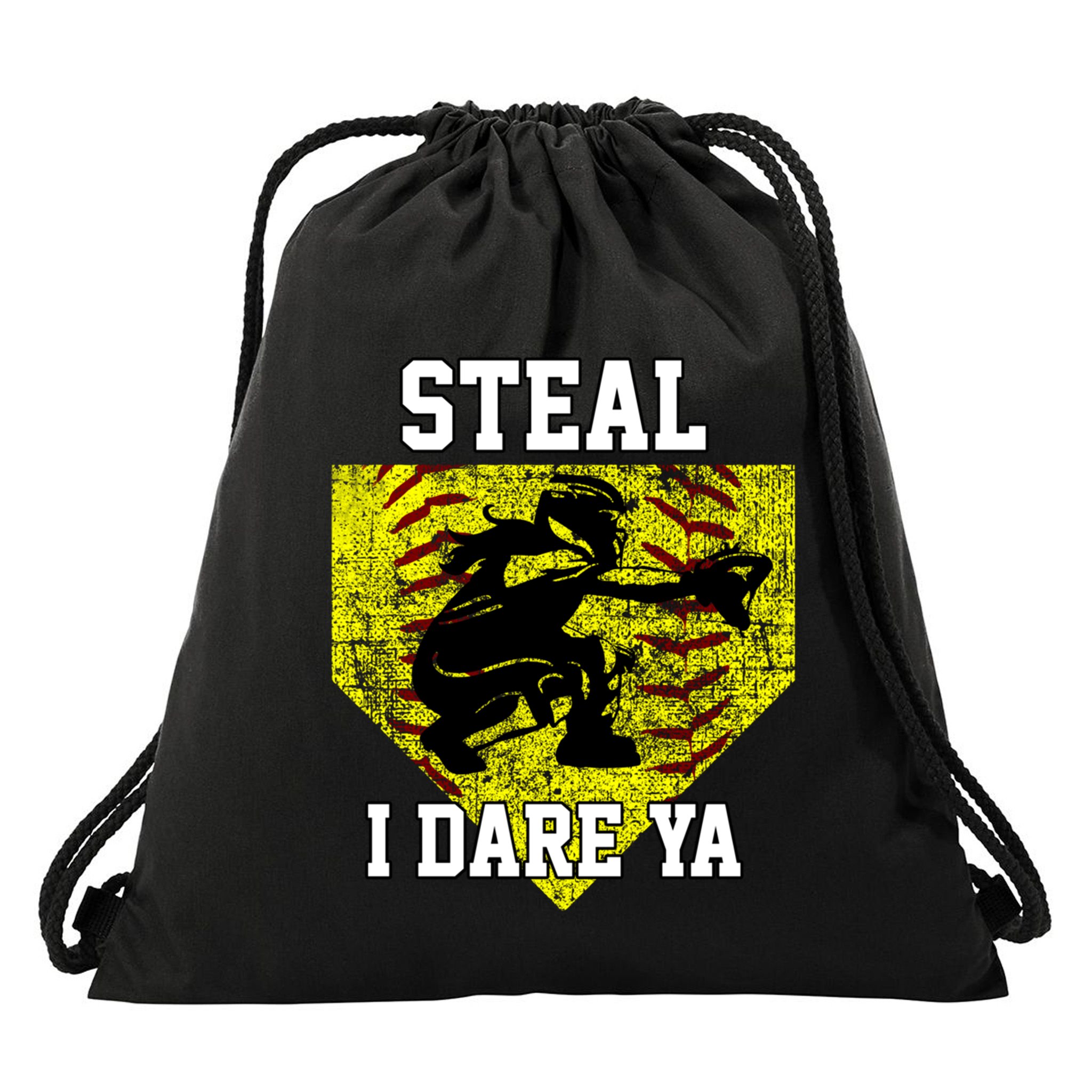 Softball Catcher Steal I Dare Ya Funny Player Gift Drawstring Bag