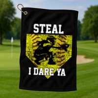 Softball Catcher Steal I Dare Ya Funny Player Gift Golf Towel