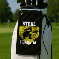 Softball Catcher Steal I Dare Ya Funny Player Gift Golf Towel
