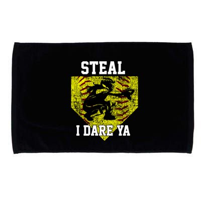 Softball Catcher Steal I Dare Ya Funny Player Gift Microfiber Hand Towel