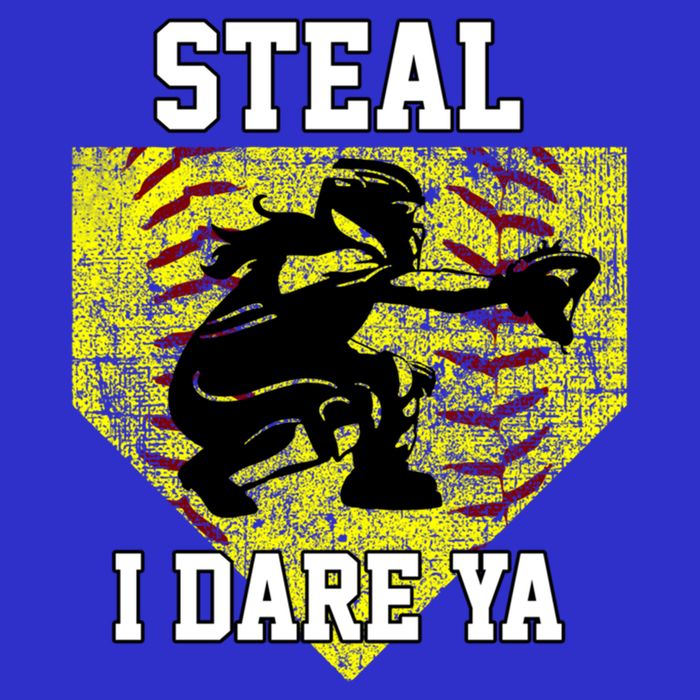 Softball Catcher Steal I Dare Ya Funny Player Gift Long Sleeve Shirt