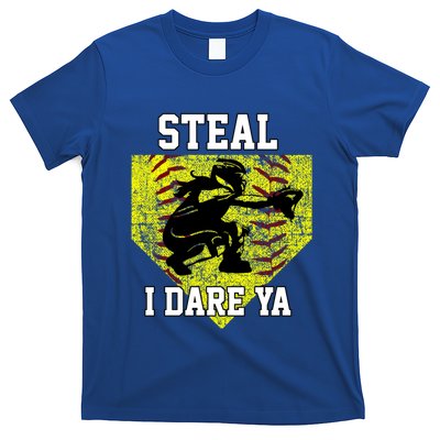 Softball Catcher Steal I Dare Ya Funny Player Gift T-Shirt