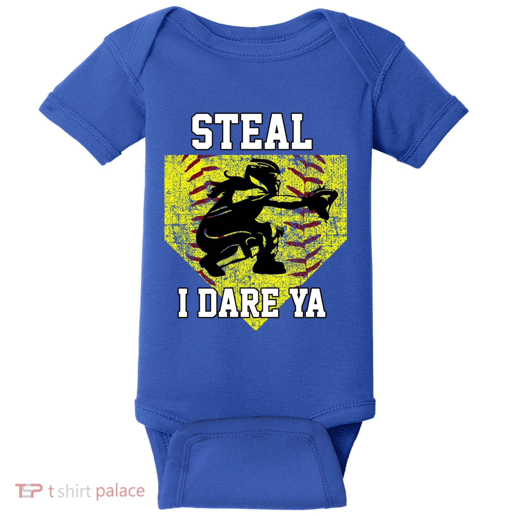 Softball Catcher Steal I Dare Ya Funny Player Gift Baby Bodysuit