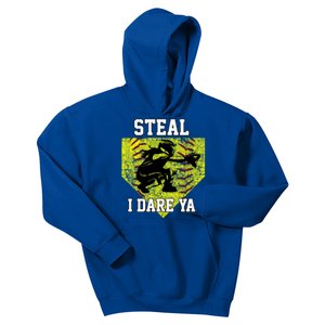 Softball Catcher Steal I Dare Ya Funny Player Gift Kids Hoodie