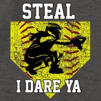 Softball Catcher Steal I Dare Ya Funny Player Gift Vector Backpack