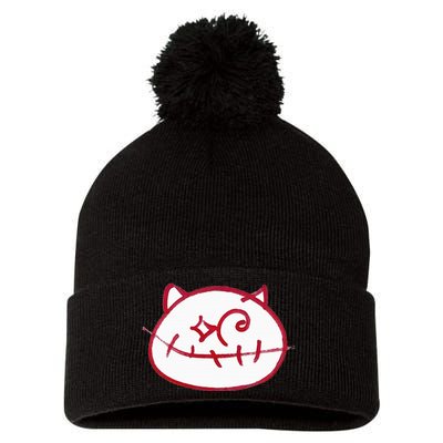 Smiling Cat Pom Pom 12in Knit Beanie