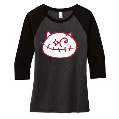 Smiling Cat Women's Tri-Blend 3/4-Sleeve Raglan Shirt