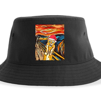 Santa Cat Scream Christmas Sustainable Bucket Hat