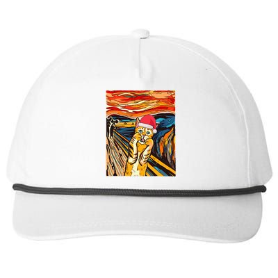 Santa Cat Scream Christmas Snapback Five-Panel Rope Hat