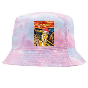 Santa Cat Scream Christmas Tie-Dyed Bucket Hat