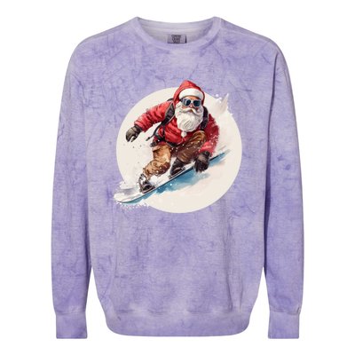 Snowboarding Christmas Santa Claus Snowboarder Winter Sport Gift Colorblast Crewneck Sweatshirt