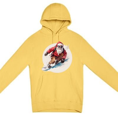 Snowboarding Christmas Santa Claus Snowboarder Winter Sport Gift Premium Pullover Hoodie