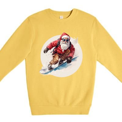 Snowboarding Christmas Santa Claus Snowboarder Winter Sport Gift Premium Crewneck Sweatshirt