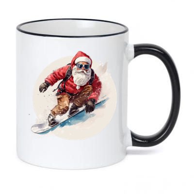 Snowboarding Christmas Santa Claus Snowboarder Winter Sport Gift 11oz Black Color Changing Mug