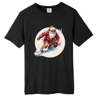 Snowboarding Christmas Santa Claus Snowboarder Winter Sport Gift Tall Fusion ChromaSoft Performance T-Shirt