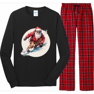 Snowboarding Christmas Santa Claus Snowboarder Winter Sport Gift Long Sleeve Pajama Set