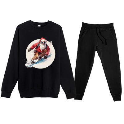 Snowboarding Christmas Santa Claus Snowboarder Winter Sport Gift Premium Crewneck Sweatsuit Set