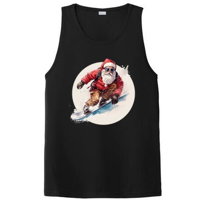 Snowboarding Christmas Santa Claus Snowboarder Winter Sport Gift PosiCharge Competitor Tank