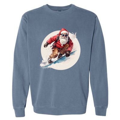 Snowboarding Christmas Santa Claus Snowboarder Winter Sport Gift Garment-Dyed Sweatshirt