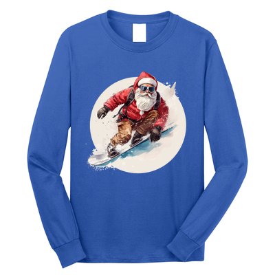 Snowboarding Christmas Santa Claus Snowboarder Winter Sport Gift Long Sleeve Shirt