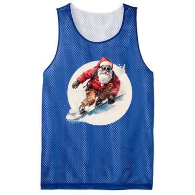 Snowboarding Christmas Santa Claus Snowboarder Winter Sport Gift Mesh Reversible Basketball Jersey Tank