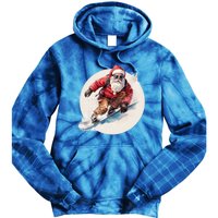 Snowboarding Christmas Santa Claus Snowboarder Winter Sport Gift Tie Dye Hoodie