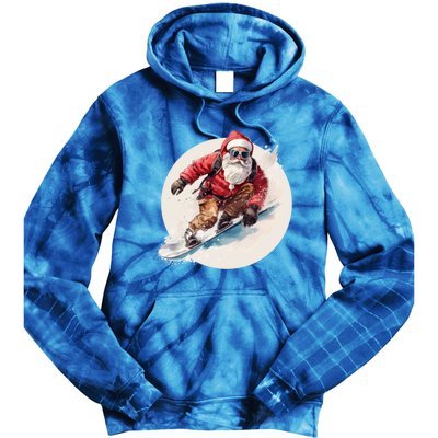 Snowboarding Christmas Santa Claus Snowboarder Winter Sport Gift Tie Dye Hoodie