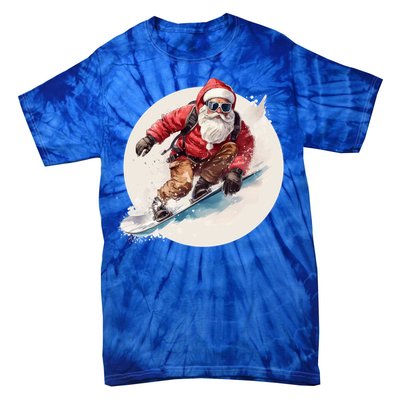 Snowboarding Christmas Santa Claus Snowboarder Winter Sport Gift Tie-Dye T-Shirt