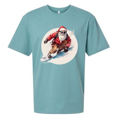 Snowboarding Christmas Santa Claus Snowboarder Winter Sport Gift Sueded Cloud Jersey T-Shirt