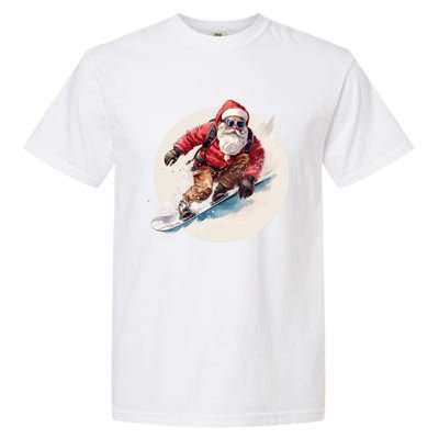 Snowboarding Christmas Santa Claus Snowboarder Winter Sport Gift Garment-Dyed Heavyweight T-Shirt