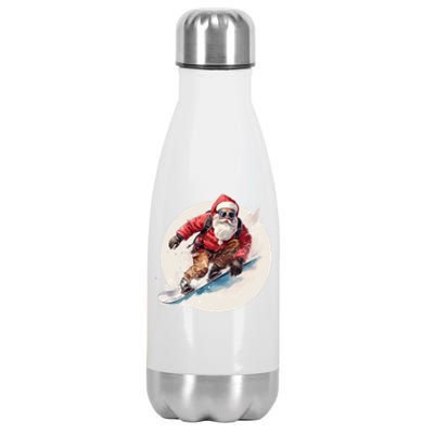 Snowboarding Christmas Santa Claus Snowboarder Winter Sport Gift Stainless Steel Insulated Water Bottle