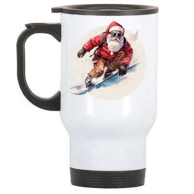 Snowboarding Christmas Santa Claus Snowboarder Winter Sport Gift Stainless Steel Travel Mug