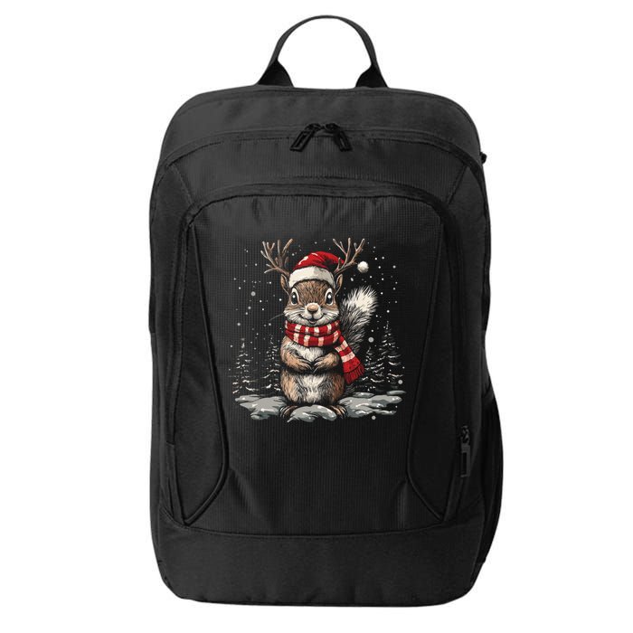 Squirrel Christmas Santa Hat Pajama Funny Squirrel Xmas Gift City Backpack