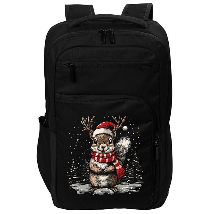 Squirrel Christmas Santa Hat Pajama Funny Squirrel Xmas Gift Impact Tech Backpack