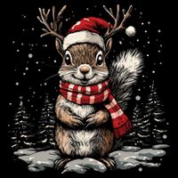 Squirrel Christmas Santa Hat Pajama Funny Squirrel Xmas Gift Bucket Hat