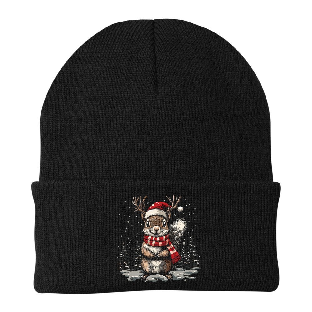 Squirrel Christmas Santa Hat Pajama Funny Squirrel Xmas Gift Beanie