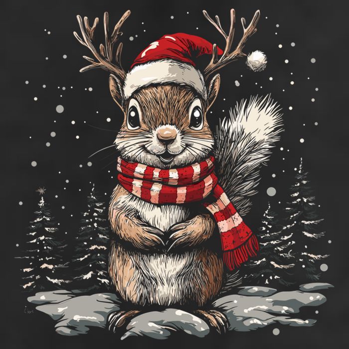 Squirrel Christmas Santa Hat Pajama Funny Squirrel Xmas Gift Beanie