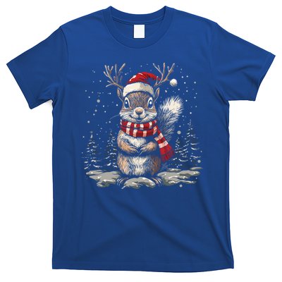 Squirrel Christmas Santa Hat Pajama Funny Squirrel Xmas Gift T-Shirt