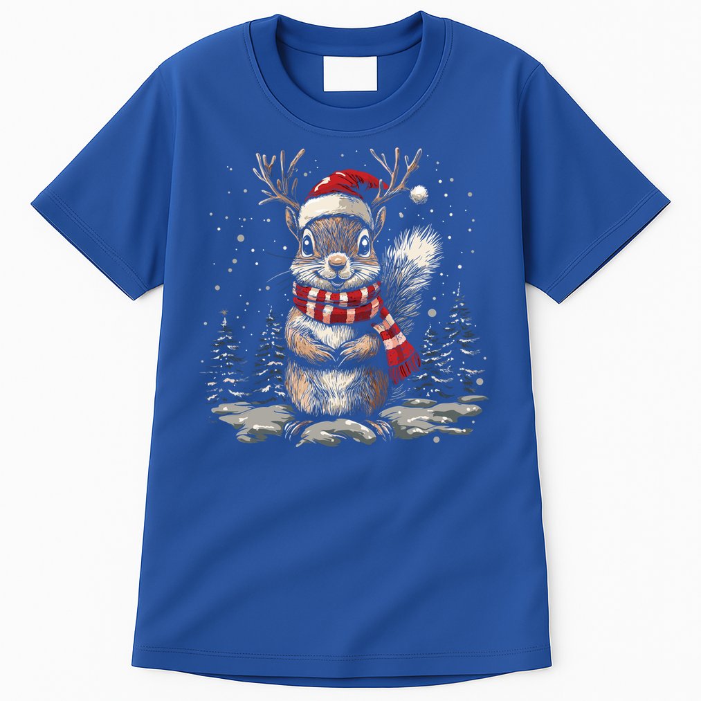 Squirrel Christmas Santa Hat Pajama Funny Squirrel Xmas Gift Tall T-Shirt