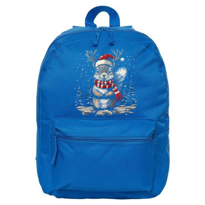 Squirrel Christmas Santa Hat Pajama Funny Squirrel Xmas Gift 16 in Basic Backpack